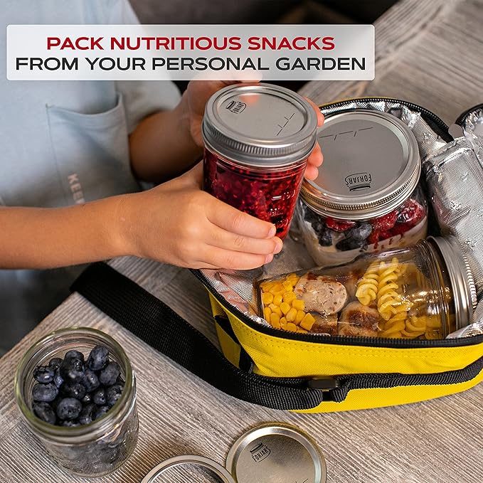 FORJARS - Canning Lids Regular Mouth, 24-Pack – Create Airtight Seals on Mason Jars to Preserve Food for Meal Prep & Food Storage – 2.7 In. Steel Lids with Silicone Seals – Canning Supplies