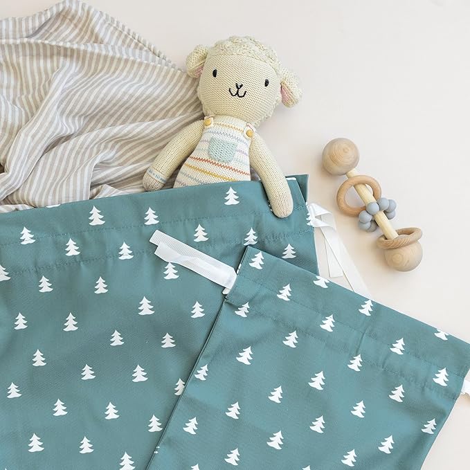 Gather & Knot Drawstring Christmas Gift Bags | 20" Large 16" Medium | Premium Canvas | Reusable Fabric Wrap for Holidays | Mix & Match | Christmas Trees