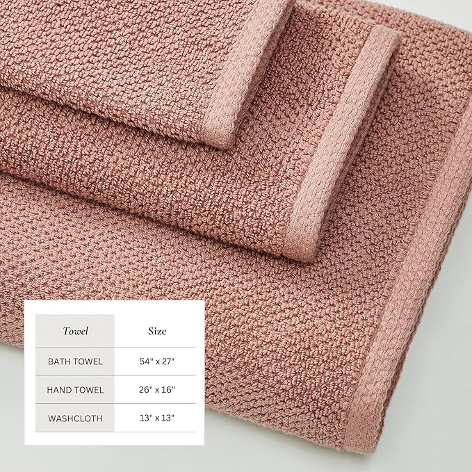 Great Bay Home Pink Bath Towel Set – 100% Cotton 6-Piece Set, Absorbent & Quick-Drying, Soft & Durable