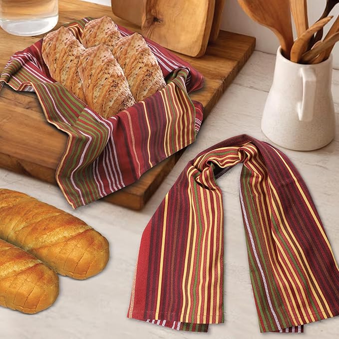 Urban Villa Kitchen Towels Harvest Stripes Print Dish Towels Set of 6 20"X30” 100% Cotton Highly Absorbent Quick Drying Dish Cloths & Dish Towels Thanksgiving Fall Tea Towels with hanging loop Towels