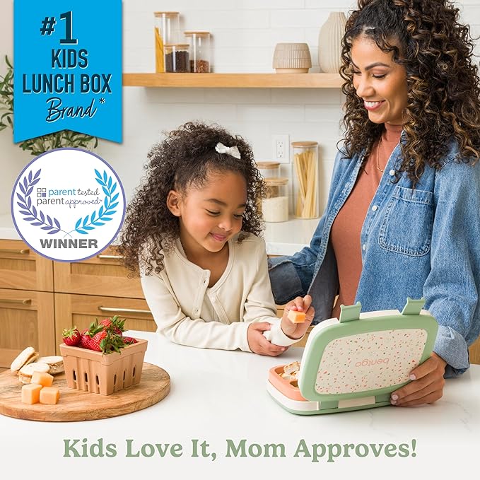 Bentgo Kids 5-Compartment Leak-Proof Bento-Style Lunch Box (Whimsy & Wonder Collection) - Ideal for Ages 3-7, Drop-Proof & Durable, Dishwasher Safe, & PFAS & BPA-Free Materials (Geo Speckle)