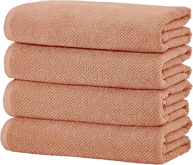 Great Bay Home Pink Bath Towels - 100% Cotton 4 Pack 54x27 Bath Towel Set - Absorbent, Quick-Drying, Durable Towels for Bathroom Decor - Low-Twist, Two-Ply Fibers (Dusty Rose)