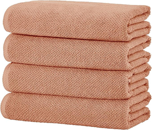 Great Bay Home Pink Bath Towels - 100% Cotton 4 Pack 54x27 Bath Towel Set - Absorbent, Quick-Drying, Durable Towels for Bathroom Decor - Low-Twist, Two-Ply Fibers (Dusty Rose)