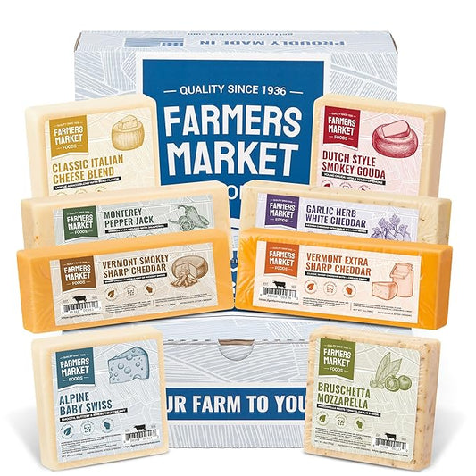 Farmers Market, Gluten Free, Keto, Paleo, Low Sodium, Zero Sugar, Wisconsin Cheese Gift Sets, 8 Count