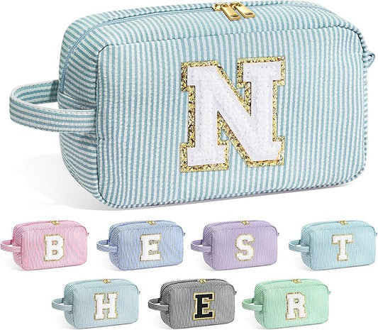 YOOLIFE Gifts for Grandma - Personalized Birthday Gifts for Grandma, Monogram Initial Makeup Bag Make Up Bag for Women N
