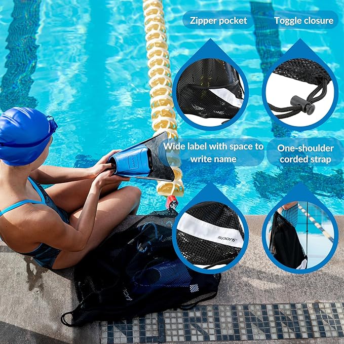 Sporti Swimming Equipment Bags, Mesh Drawstring Backpack,Swim Bag for Swimmers,Mesh Backpack for Beach