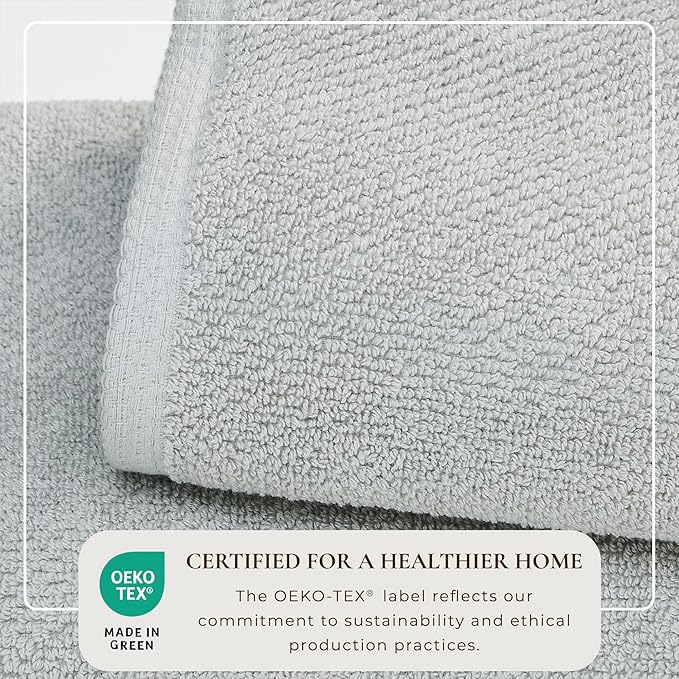Great Bay Home Grey Bath Towel Set – 100% Cotton 6-Piece Set, Absorbent & Quick-Drying, Soft & Durable