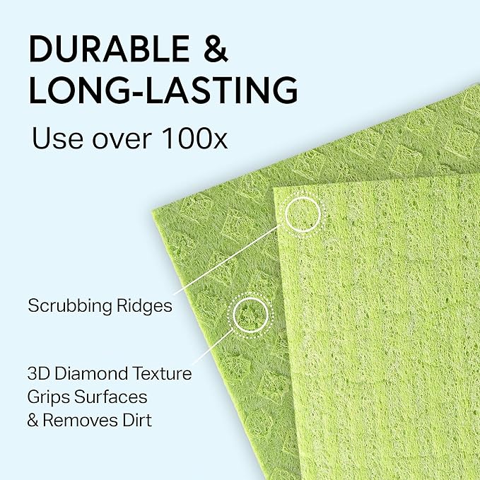 Swedish Wholesale Dishcloths, Cellulose Sponge Cloths – Bulk 10 Pack of Eco-Friendly, No Odor, Reusable Cleaning Cloths for Kitchen – Absorbent Dish Cloth Hand Towel – Assorted