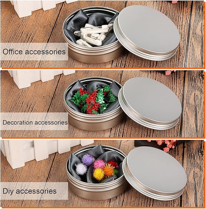 TecUnite 24 Pcs 4 oz Metal Tin Cans Aluminum Round Tin Containers Empty Cans with Screw Lid for Candle Storage Cosmetic Sample Travel Salve Cream