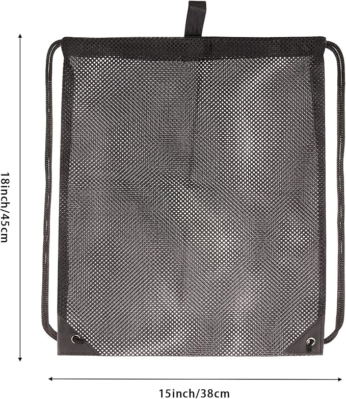 HAOGUAGUA 2-PACK Mesh Drawstring Bag, Mesh String Bag for Gym Laundry Seashell and Beach finds, Mushroom Hunting Bag