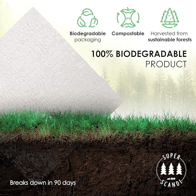 SUPERSCANDI 5 Pack Swedish Dishcloths for Kitchen - 100% Biodegradable & Compostable Reusable Paper Towels Washable, Food-Safe & Without Plastic - Dish Rags Suitable for Any Surface, Leaves