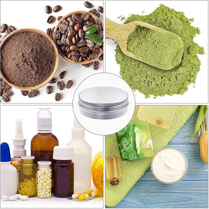Patelai 72 Pcs 2 oz Aluminum Tins Salve Containers with Screw Lid and Labels Round Cans Travel Cosmetic Metal Tins Jar for Candles Lotion Bars Balms Food Spice Candies DIY Crafts(Silver)