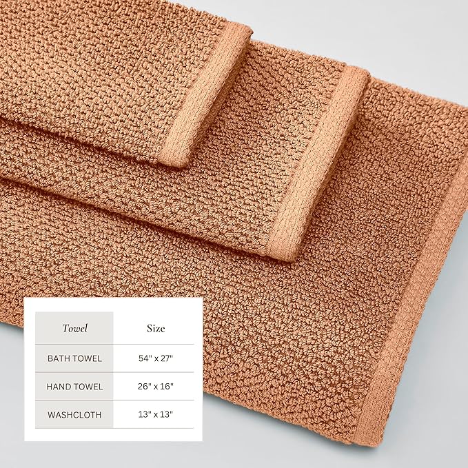 Great Bay Home Orange Bath Towel Set – 100% Cotton 6-Piece Set, Absorbent & Quick-Drying, Soft & Durable