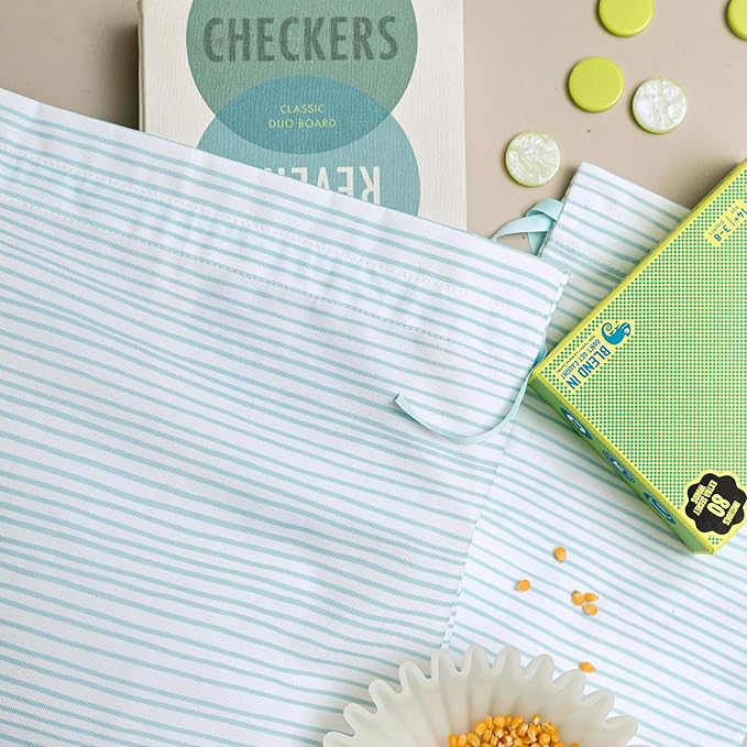 Gather & Knot Drawstring Gift Bags | 20" Large 12" Small | Premium Canvas | Reusable Fabric Wrap for Baby Shower, Birthdays, Hannukkah, Christmas | Blue Stripes