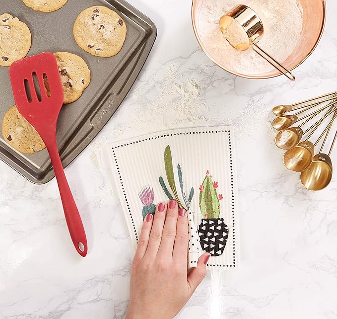 DII Swedish Dishcloths for Kitchen & Cleaning, Reusable, Machine Washable & Dishwasher Safe, Biodegradable, 7.75 x 6.75, Succulents, 3 Piece
