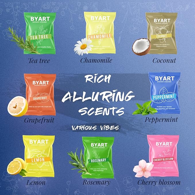 Shower Steamers Aromatherapy - Christmas Gifts for Women, Natural Essential Oils, Spa Steamer, Lingering Intense Aroma, Stress Relief, Body&Soul Relaxing Bath Bombs, Stocking Stuffer for Friend/Family