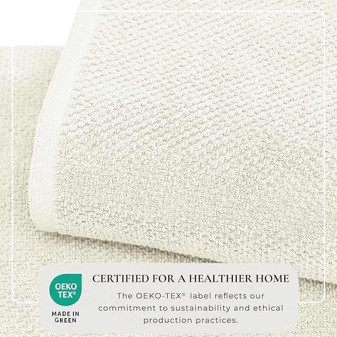 Great Bay Home Ivory Bath Towels - 100% Cotton 4 Pack 54x27 Bath Towel Set - Absorbent, Quick-Drying, Durable Towels for Bathroom Decor - Low-Twist, Two-Ply Fibers