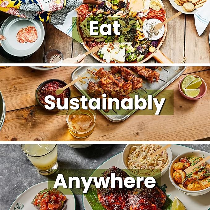 Disposable Wooden Cutlery Set - 300 PCS Wooden Compostable Forks Utensil Set - Disposable Cutlery Set for Outdoor, Party, Camping & More