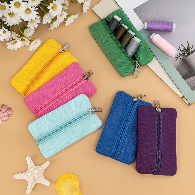 Pocket Tissue Holder, 6 Packs Tissue Holder for Purse, Reusable Travel Tissue Pouch, Fabric Purse Zipper Enclosed Tissue Packs for Coins Tissue Cards Car Travel Office Home, 5.1 x 3.1 Inches