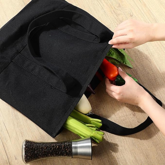 Reginary 16 Pcs Canvas Tote Bags Bulk with Outer Pocket 18 Inch Reusable Shopping Grocery Blank Tote Bag for Women Mother DIY