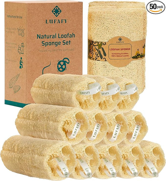 Natural Loofah Sponge 12‑Pack (6"), Exfoliating Body Scrubber for Shower, Bath & Kitchen – Plant-Based