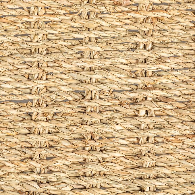 Household Essentials Woven Seagrass Scalloped Rectangular Trays, Set of 2, Natural