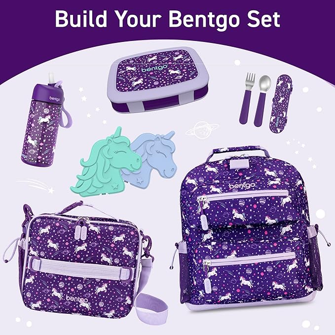 Bentgo Kids Water Bottle - Leak-Proof, Durable Tritan, BPA-Free 15 oz. Cup for Kids/Toddlers Ages 3+, Safe Sip Spout, Carrying Handle, & Dishwasher Safe for School, Sports, Daycare & Camp (Unicorn)