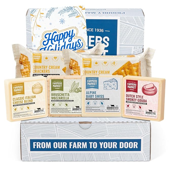 Farmers Market Gift Basket, Gluten Free, Keto, Paleo, Low Sodium, Zero Sugar, Wisconsin Cheese Gift Sets, World Cheese Assortment