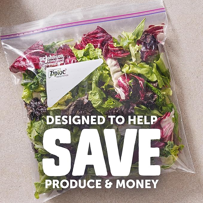 Ziploc Food Storage Produce Bags, Seal Top to Keep and Control Moisture, 50 Bags Total