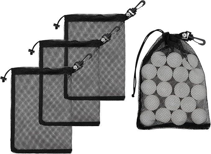 PALTERWEAR Mesh Drawstring Bag With Clip and Toggle Closure - For Snorkeling, Foraging, Sports - Multi-Use Set of 4 (Black, 8 x 11 inch)