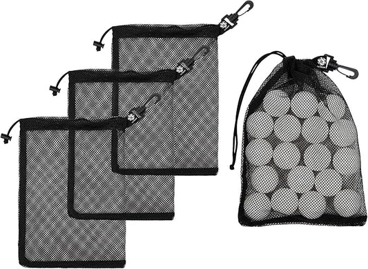 PALTERWEAR Mesh Drawstring Bag With Clip and Toggle Closure - For Snorkeling, Foraging, Sports - Multi-Use Set of 4 (Black, 8 x 11 inch)