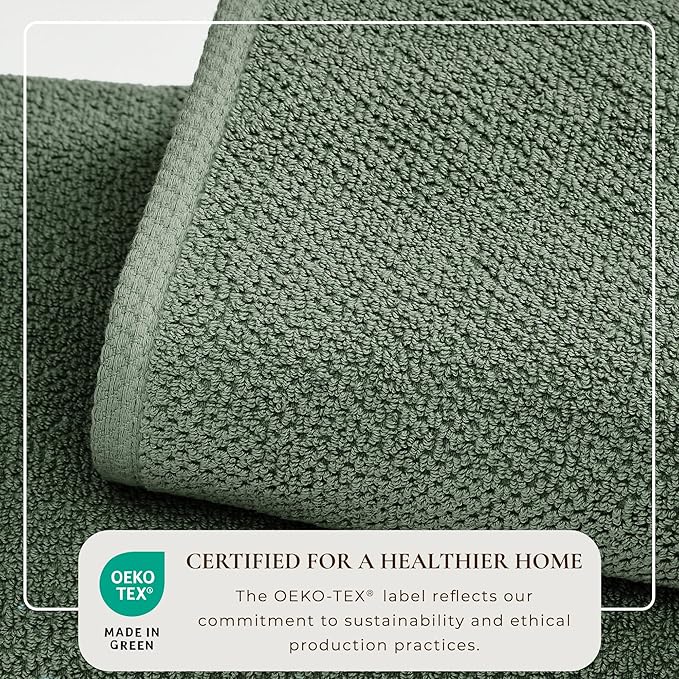 Great Bay Home Green Washcloth Set – 100% Cotton 12-Pack 13"x13", Absorbent & Quick-Drying, Soft & Durable