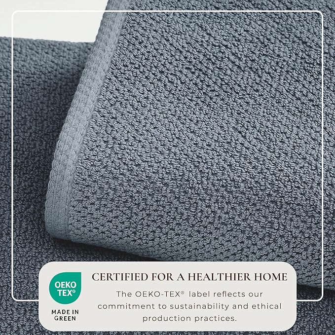 Great Bay Home Blue Hand Towel Set – 100% Cotton 6-Pack 26"x16", Absorbent & Quick-Drying, Soft & Durable
