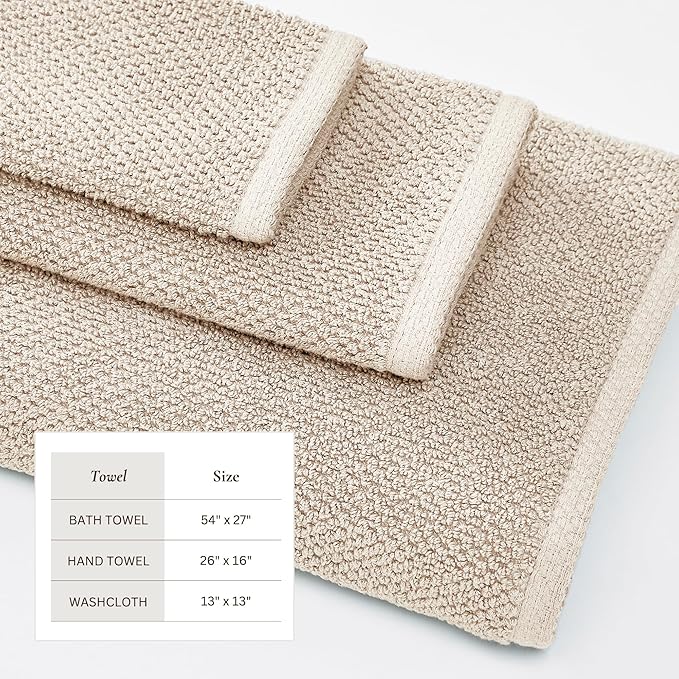 Great Bay Home Taupe Bath Towel Set – 100% Cotton 6-Piece Set, Absorbent & Quick-Drying, Soft & Durable