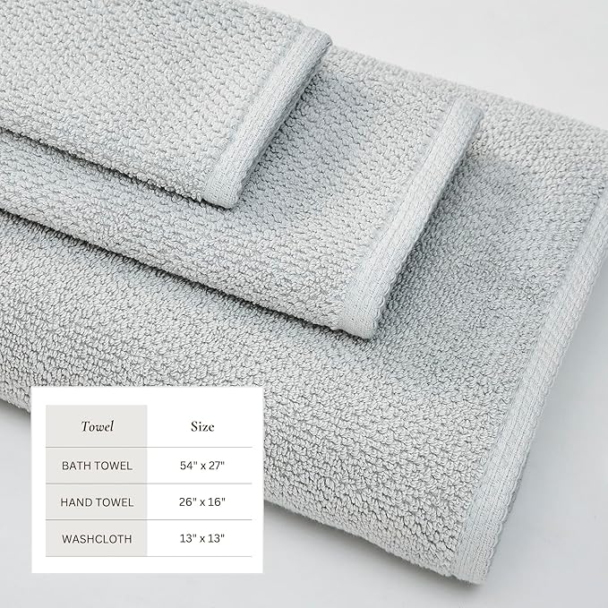 Great Bay Home Grey Bath Towel Set – 100% Cotton 6-Piece Set, Absorbent & Quick-Drying, Soft & Durable