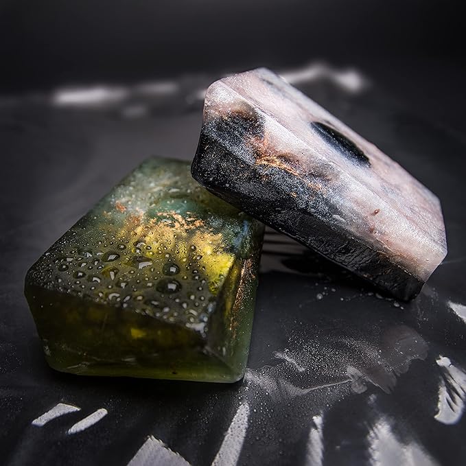 Earth & Home Rock Soap Gift Set of 2- Mothers Day Gift- Decorative Scented Gemstone Soap with Crystals (Jade & Black Obsidian) Inside- with Natural Ingredients & Essential Oil