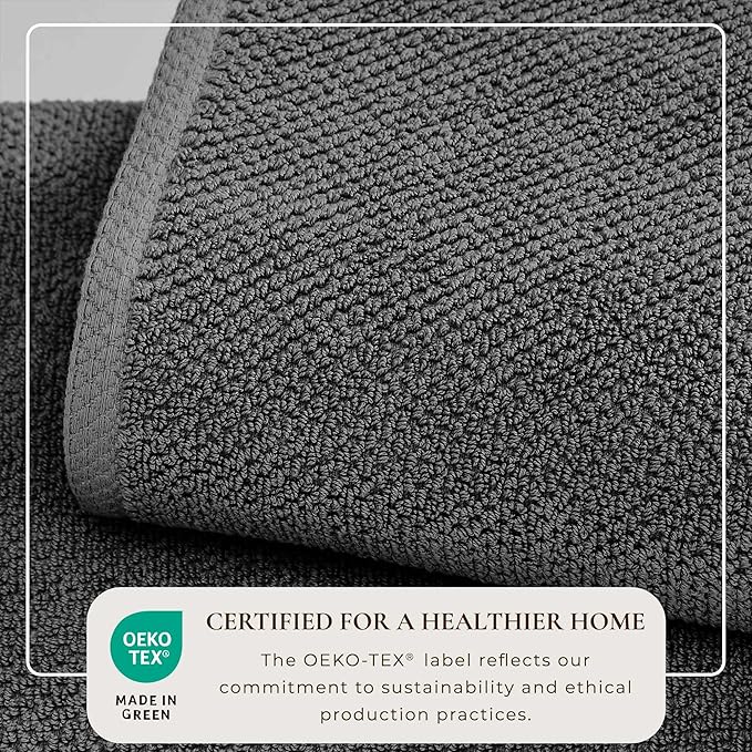 Dark Grey Washcloth- 100% Cotton 13x13 Wash Cloth - Absorbent, Quick-Drying, Durable Face Towels for Bathroom Decor - Low-Twist, Two-Ply Fibers (Dark Grey)