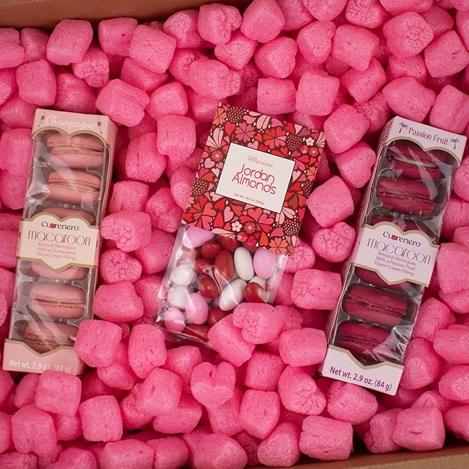 Magicwater Supply - .5 Cu Ft - Pink Heart Shaped Recycled Anti Static Packing Peanuts - Compostable & Biodegradable Cushion for Shipping - Dust-Free & Abrasion Resistant - Void Filler