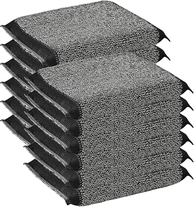 Steel Wool Scrub Sponges Kitchen, Reusable Dish Scrubber Sponge, for Pots, Pans, Gentle and Scratch Free - 12 Pack Black