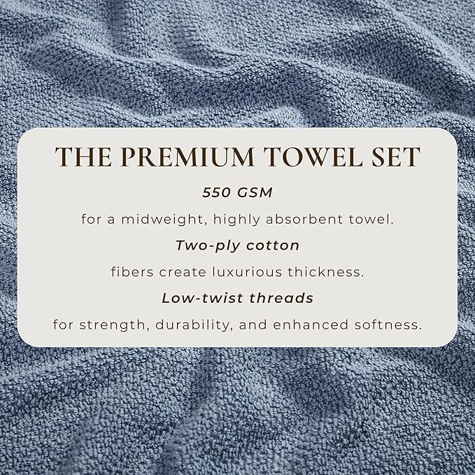 Great Bay Home Blue Bath Sheet - 100% Cotton Oversized 2 Pack 68x35 Towel Set - Absorbent, Quick-Drying, Durable Bath Sheet for Bathroom Decor - Low-Twist, Two-Ply Fibers (Chambrey Blue)