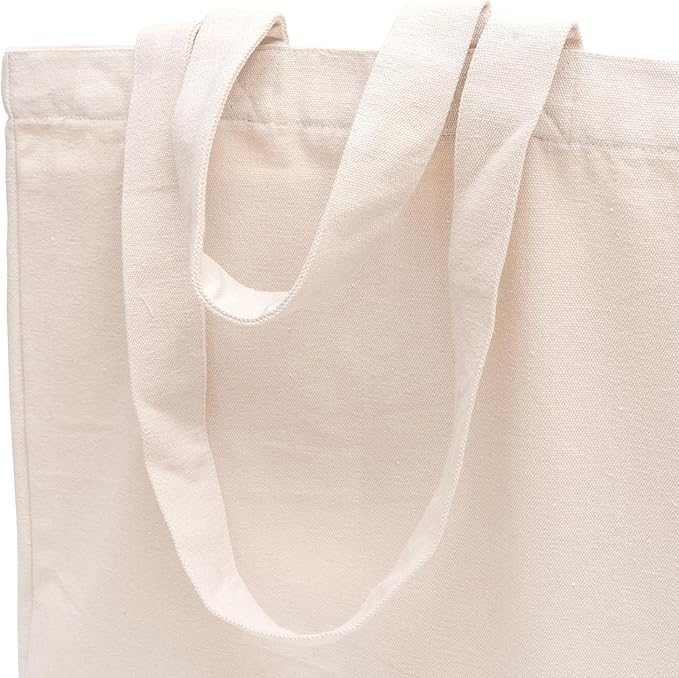 Heavy Duty Grocery Tote Bag - Extremely Sturdy Extra Large Canvas Grocery Bag with Double Handles and Real Pockets - Premium Quality, Reusable, Washable and Foldable Cotton Cloth Grocery Bag (1 Bag)