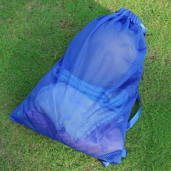 2 Packs Swim Bag Mesh Drawstring Backpack Oversized 18" x 26", Large Mesh Drawstring Backpack for Beach, Swimming, Gym, and Workout Gear (Blue)
