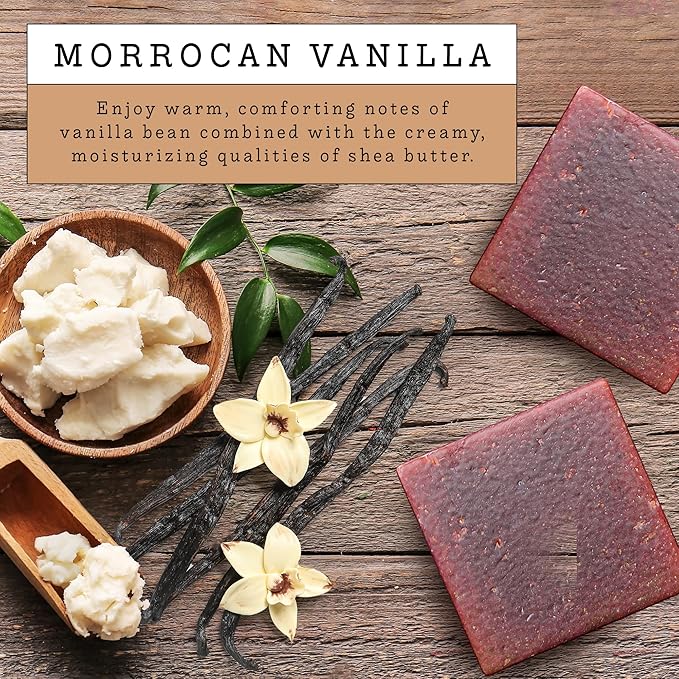 LOVERY (3-Pack Goat Milk Soap Handmade Made in USA with Organic Shea Butter Moroccan Vanilla Scent - Goats Soap Bar, All Natural Soap Bar Made with Organic Goat Milk, 3 Pack, Net 15oz.