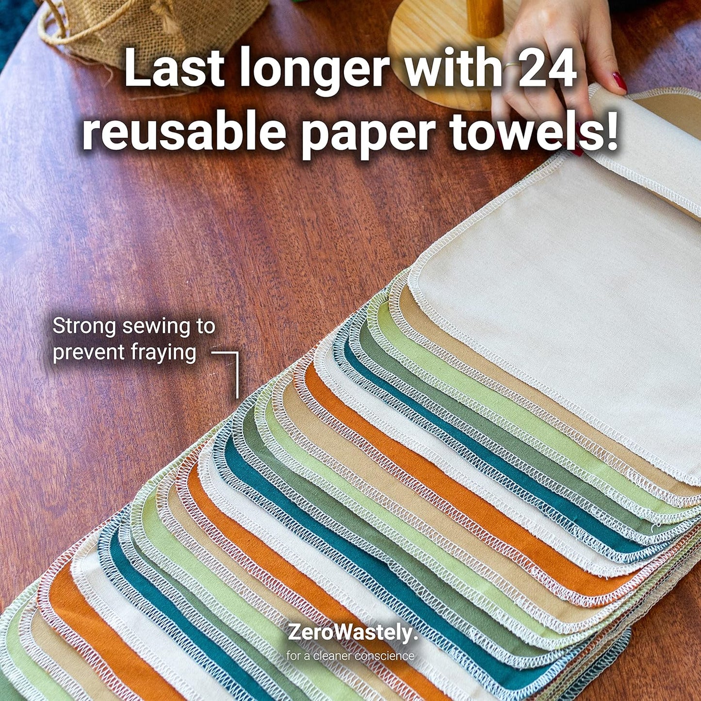 Reusable Paper Towels - Value Pack of 24 Paperless Paper Towels! - 100% Cotton