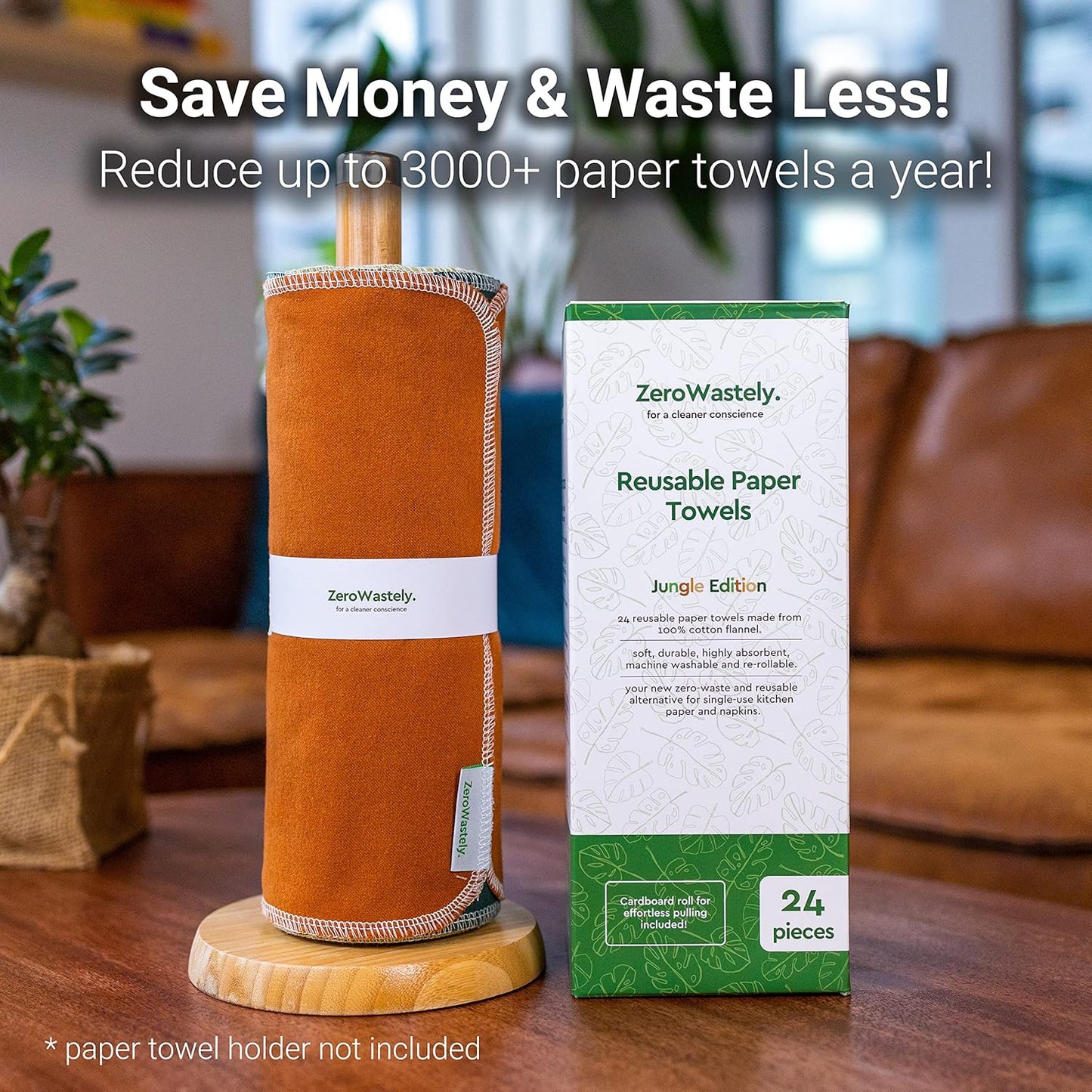 Reusable Paper Towels - Value Pack of 24 Paperless Paper Towels! - 100% Cotton