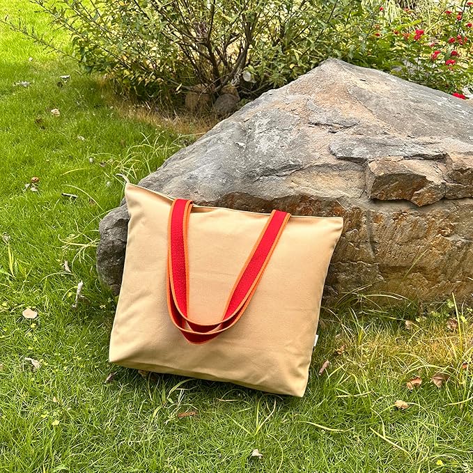 16OZ Cotton Canvas Zipper Closure Lined Grocery Shopping Beach Casual Multi Purpose Tote X-Large