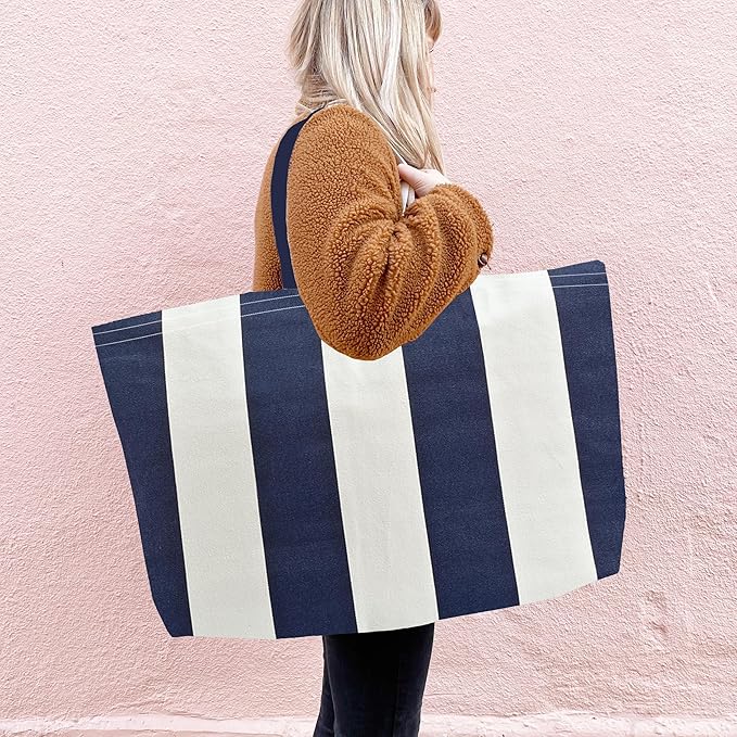 Large Canvas Tote Bag-Extra Big Shopping Beach Totes Bags Reusable Largest Grocery Plain Solid Bag 28"x8"x16"