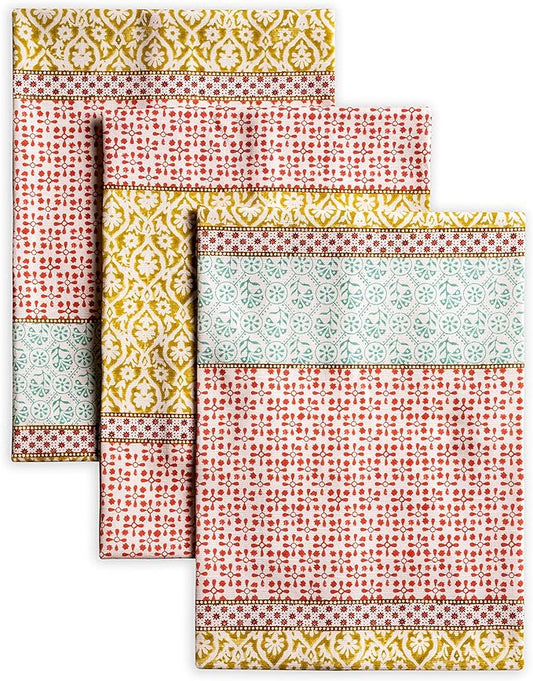 Maison d' Hermine Kitchen Towels Set of 3 100% Cotton 27.50" x 20" Reusable Cloth Tea Dish Towels Absorbent with Hanging Loop for Kitchen, Home, Dining, Cocktail Parties Spring/Summer (Provence)