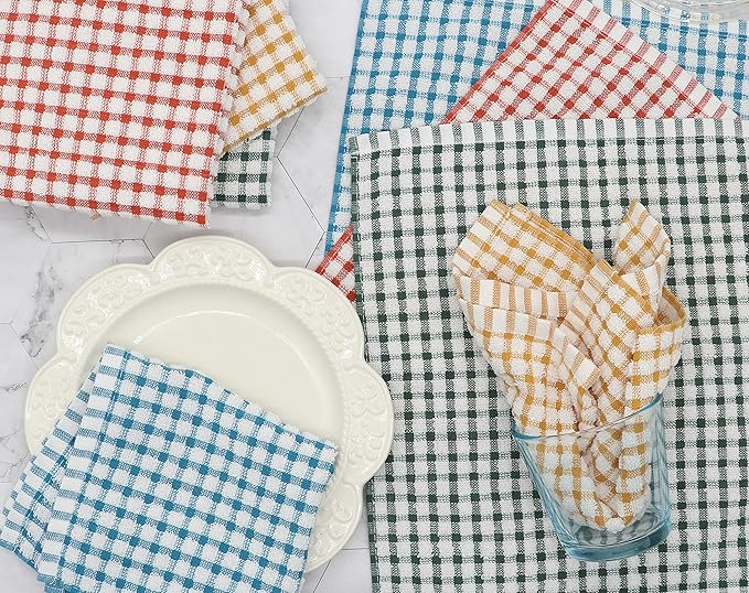 Cotton Cleaning Rags Terry Dish Cloths for Washing Dishes, Set of 8 Dish Rags for Cleaning, Light and Soft Dish Towels for Kitchen Drying Dishes, 11.8 Inch x 11.8 Inch (Teal)